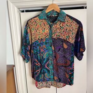 Vintage Multicolor Geometric Pattern Women’s Shirt